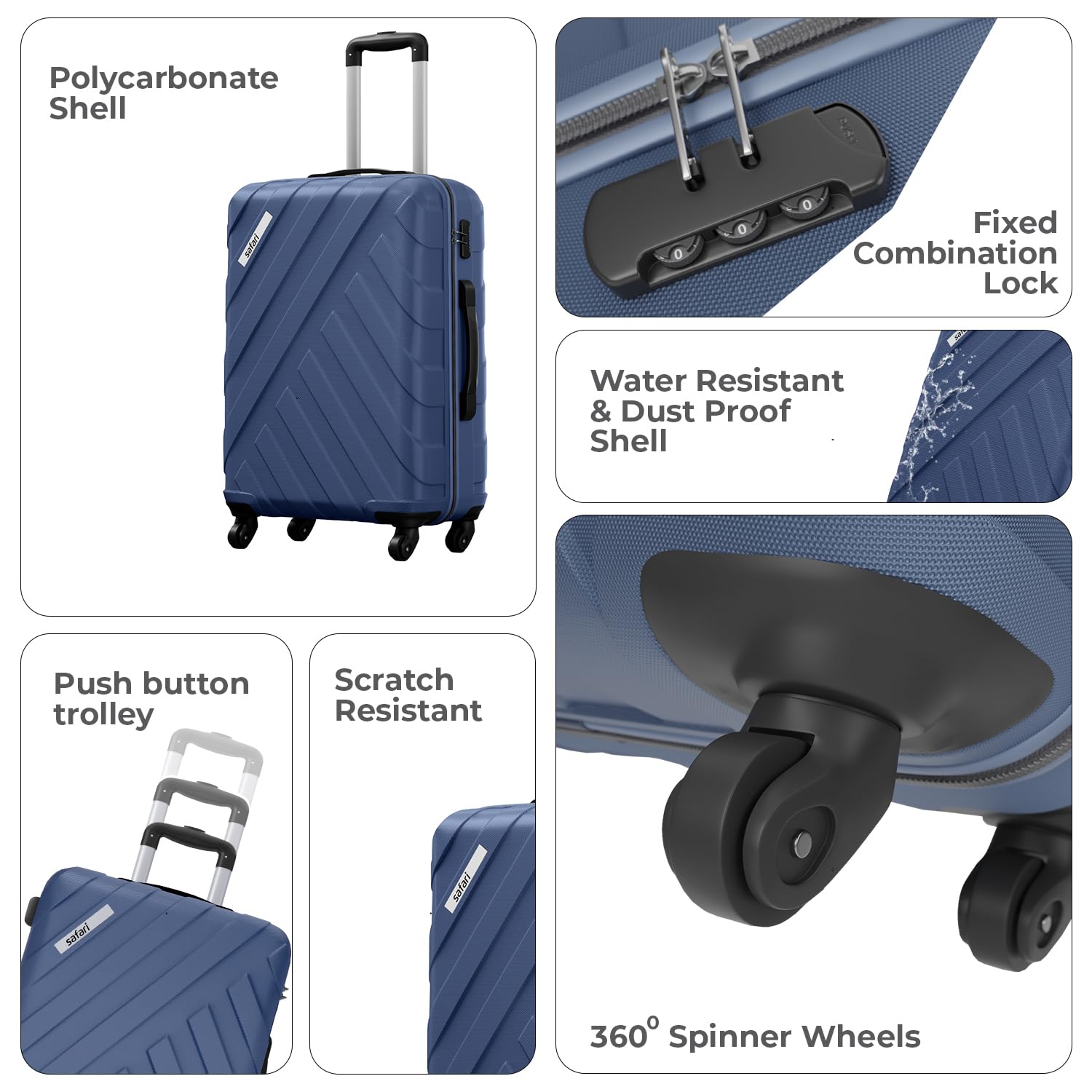 Safari 4 wheel trolley bags online